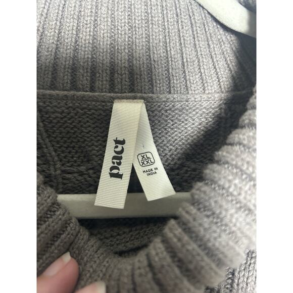 Pact Women's Cable Knit Cinder Heather Brown Poncho Size XL/XXL - Picture 2 of 5